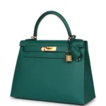Hermes Kelly Sellier 28 Malachite Epsom Gold Hardware - Image 5