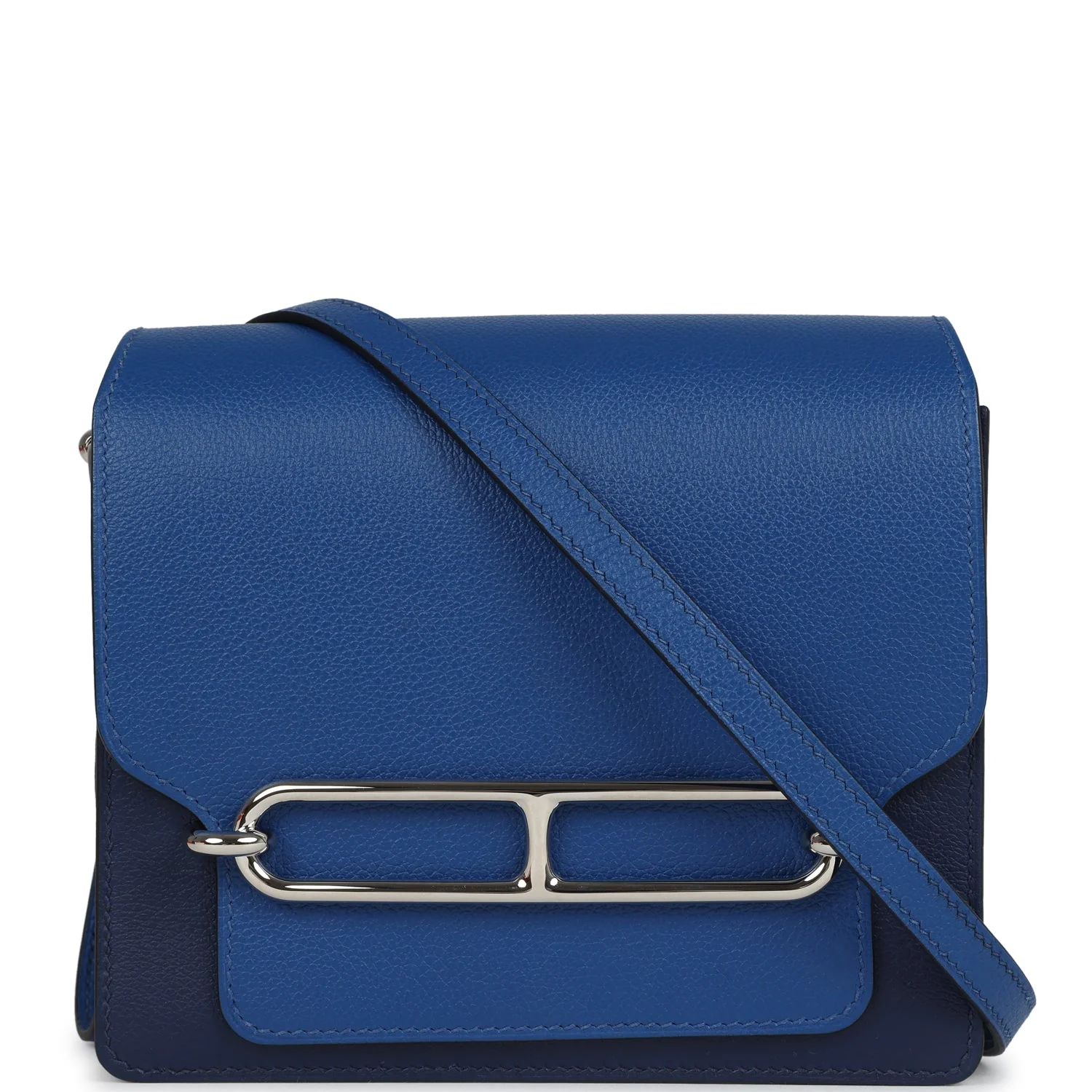 E66B2F42-E75D-5138-4249-D46CCA42DA06.webp Hermes Mini Sac Roulis Bi-color Bleu Saphir and Bleu France Evercolor Palladium Hardware - Image 1