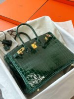 Herm&egrave;s Birkin 25-35 Emerald Bay Crocodile Leather - Image 11