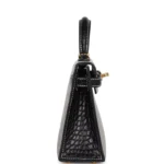 Hermes Special Order (HSS) Kelly Sellier 20 Gris Perle and Black Matte Alligator Gold Hardware - Image 3