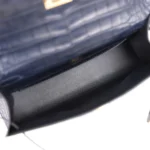 Hermes Kelly Pochette Bleu Indigo Matte Alligator Gold Hardware - Image 8