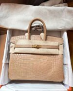 Herm&egrave;s Birkin 25-30 Milk Tea Matte Crocodile Leather - Image 5