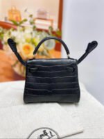 Kellly doll bag Gold buckle crocodile leather custom - Image 2