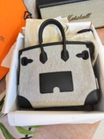 HERM&Egrave;S Limited Edition Birkin Cargo 25-35 in Black panda leather and Canvas with Palladium hardware customization - Image 2