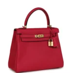 Hermes Kelly Retourne 25 Framboise Togo Gold Hardware - Image 2