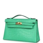Hermes Kelly Pochette Vert Comics Matte Alligator Gold Hardware - Image 5