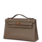 Hermes Kelly Pochette Etoupe Swift Gold Hardware - Image 5