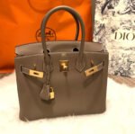 Herm&egrave;s Bikrin 25-35 in Elephant Grey Gold Buckle Custom - Image 3