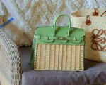 Herm&egrave;s Picnic Sellier Birkin 25 Avocado Green Swift Palladium Hardware - Image 2