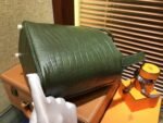 Hermes Picotin basket made of crocodile skin, olive green color, fully hand-sewn, 18cm long - Image 6