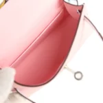 Hermes Special Order (HSS) Kelly Sellier 20 Rose Sakura and Bleu Brume Chevre Palladium Hardware - Image 8