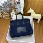 HERM&Egrave;S Limited Edition Birkin Cargo 25-35 in Gold Swift leather and Canvas with Palladium hardware customization - Image 6