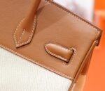 Hermes Birkin gold-plated bag, golden-brown Swift combination, original canvas, fully hand-sewn, silver buckle, 30cm long customization - Image 8