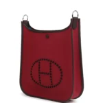 Hermes Neo Evelyne PM Rubis Officier Canvas and Rouge Sellier Swift Palladium Hardware - Image 5