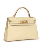 Hermes Kelly Sellier 20 Vanille Matte Alligator Gold Hardware - Image 2
