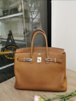 Herm&egrave;s Bikrin 35-40 gold brown silver buckle custom - Image 6
