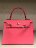 Herm&egrave;s Kelly 25-28 Rose Red Silver Buckle Custom