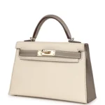 Hermes Special Order (HSS) Kelly Sellier 20 Craie and Gris Asphalte Epsom Permabrass Hardware - Image 5