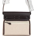 Hermes Herbag Zip 20 Mini Ecru and Beige Toile H Canvas and Ebene Vache Hunter Palladium Hardware - Image 4