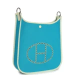 Hermes Neo Evelyne PM Bleu Azteque Officier Canvas and Vert Fizz Swift Palladium Hardware - Image 2