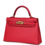 Hermes Kelly Sellier 20 Rose Extreme Epsom Gold Hardware - Image 5