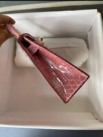 Herm&egrave;s Kell mini 2 light pink Shiny crocodile leather custom - Image 4