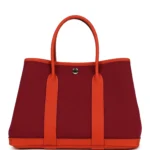 Hermes Garden Party 30 Rubis Officier Canvas and Capucine Negonda Palladium Hardware