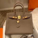 Herm&egrave;s Bikrin 25-35 in Elephant Grey Gold Buckle Custom - Image 2