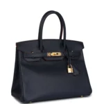 Hermes Birkin 30 Bleu Indigo and Rouge H Contour Epsom Gold Hardware - Image 2
