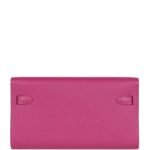 Hermes Kelly Wallet To Go Rose Pourpre Chevre Palladium Hardware - Image 4
