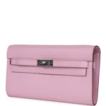 Hermes Kelly Wallet To Go Mauve Sylvestre Epsom Palladium Hardware - Image 3