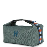 Hermes Bride-A-Brac Au Carre Case PM Vert Foret H Natte Canvas and Wool Palladium Hardware - Image 5